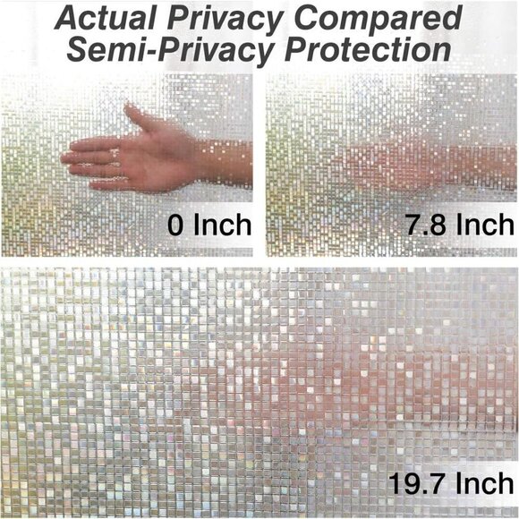 Window Film Privacy Protection Sticker Static Cling Easy Remove 17.7" x 78.7" - Picture 3 of 6